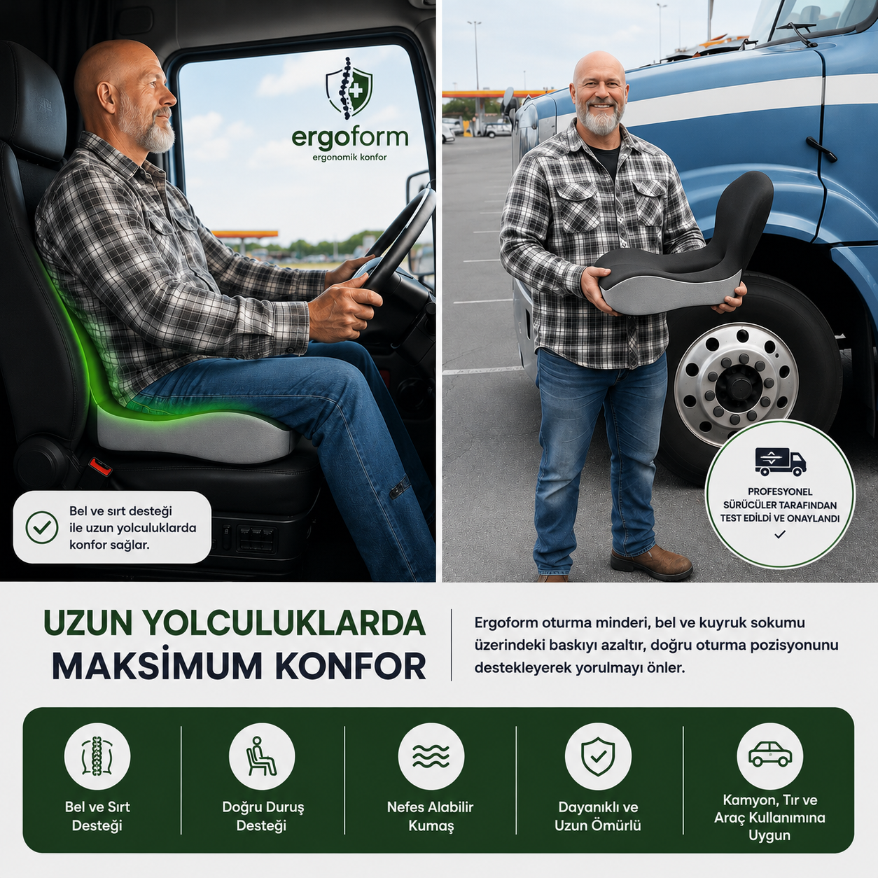 Ergoform® Ergonomik Destek Yastığı | Bel ve Sırt Desteği